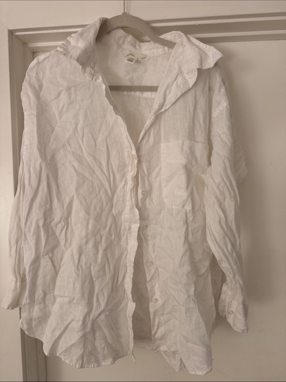 H&M Classic White Linen Button-Down Shirt - Women